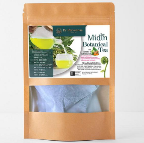 MIDIN BOTANICAL TEA WITH TURMERIC & KAFFIR LIME LEAF (15 sachets/teabags in ZIPLOCK BAG)