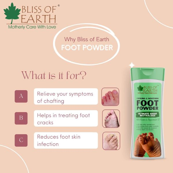 Bliss of Earth Foot Odour Remover Powder With Neem & Peppermint Oil