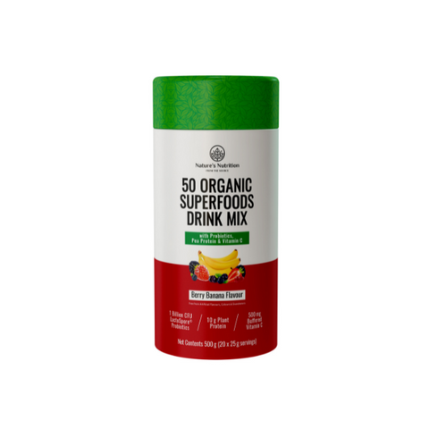 Nature's Nutrition 50 Organic Superfoods + Protein, Berry Banana 500 g