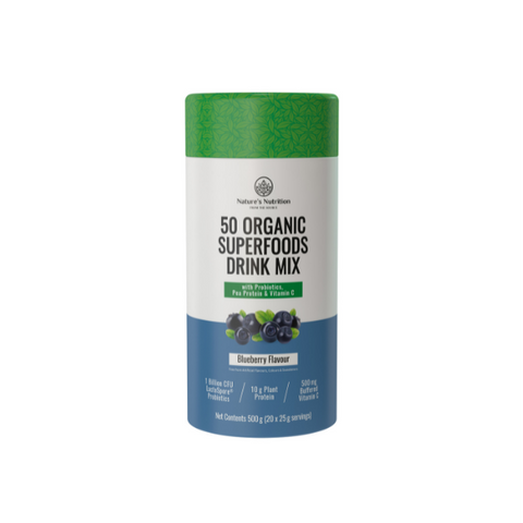 Nature's Nutrition 50 Organic Superfoods + Protein Blueberry 500 g
