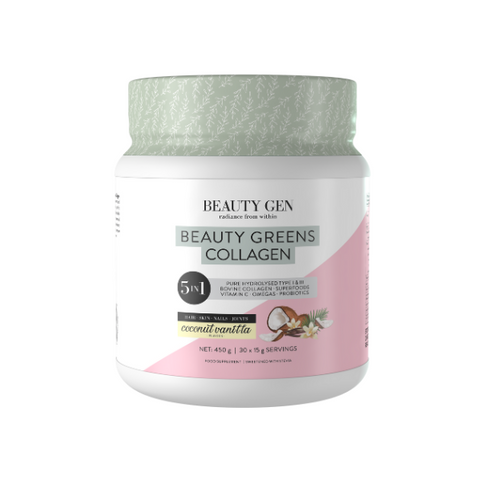Beauty Gen, Beauty Greens Collagen + Superfoods, Coconut Vanilla 450 g