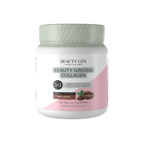 Beauty Gen, Beauty Greens Collagen + Superfoods, Raw Cacao 450 g 