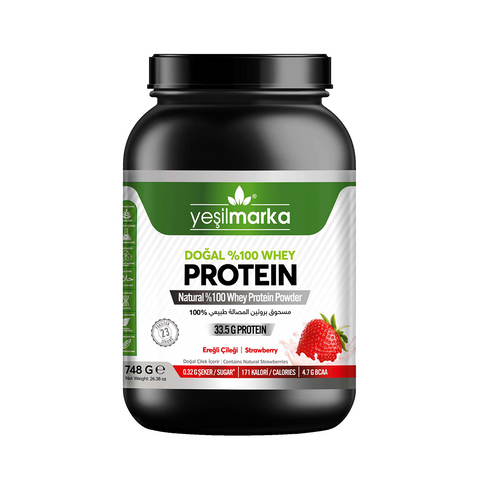 Yeşilmarka Natural %100 Whey Protein Powder – Strawberry -748g