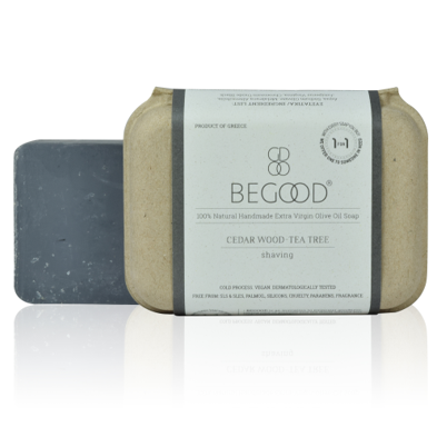 BEGOOD 100% Natural Handmade Extra Virgin Olive Oil Soap - Cedar Wood, Tea Tree (shaving) / 100g