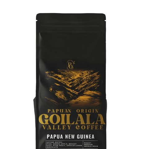 Papuan Origin - Goilala Valley 1KG Papuan Origin - Goilala Valley Elevation - 1850 - 1870 Mtrs Quality - Fully Washed Score - 83 Batch Roasted - Whole bean. 100% Naturally grown Arabica Coffee