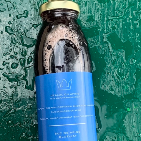 100% Blueberry Juice, organic certified with nothing added, not even water.