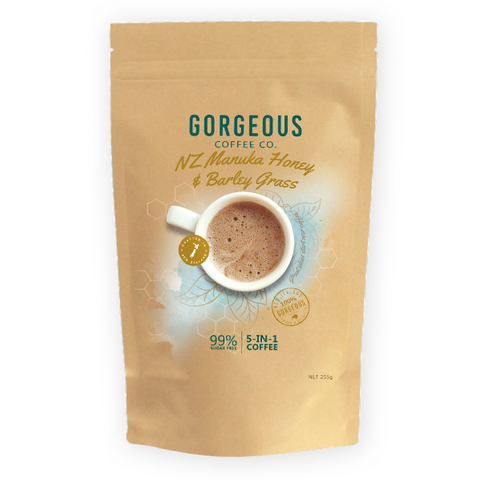 Gorgeous Coffee 5-in-1 with NZ Manuka Honey and Barley Grass