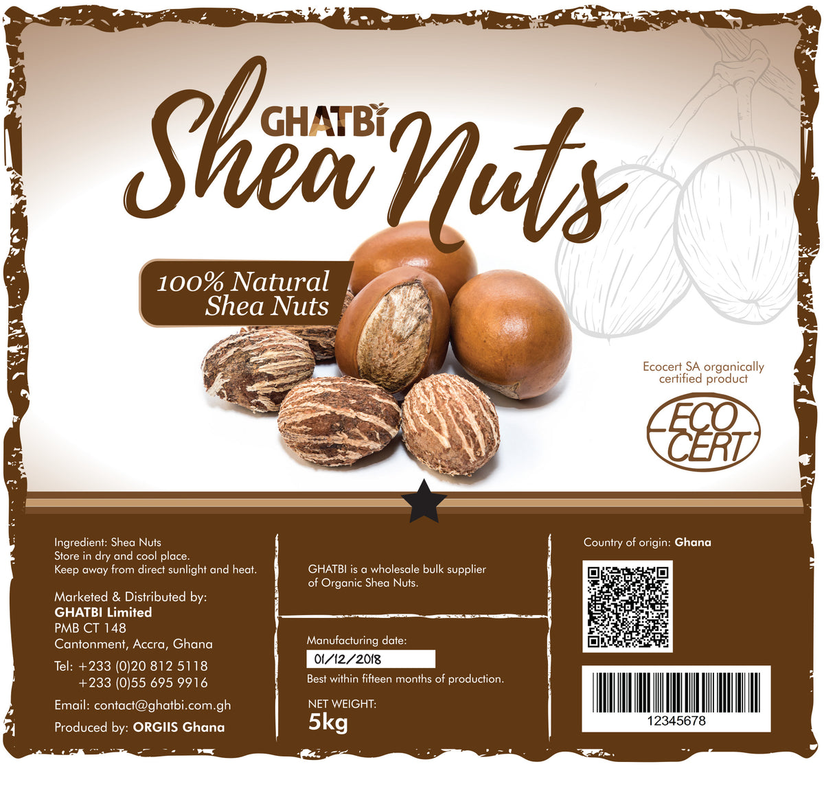 Shea Nuts 5Kg Arabian Organics