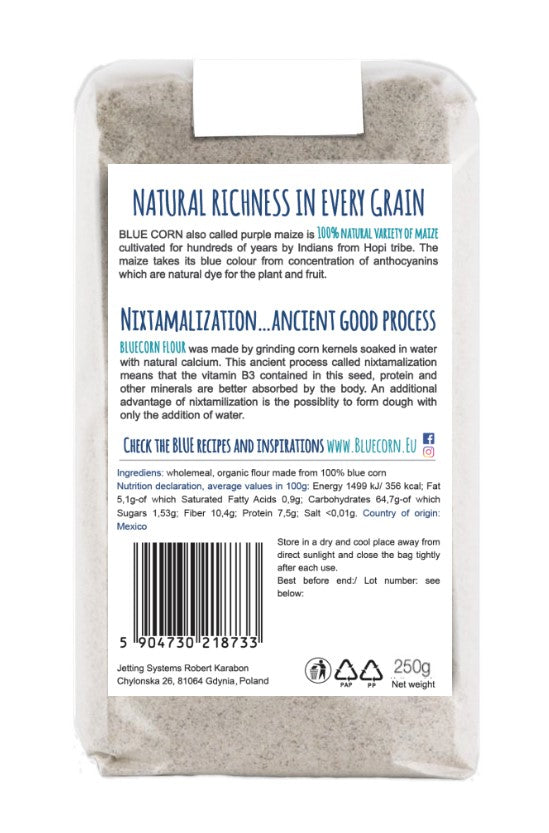Organic Blue Corn Flour Nixtamalized (Masa Harina) Arabian Organics