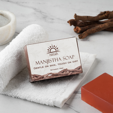 Nittah Manjistha Soap 100g - Gentle on Skin, Tough on Dirt - Complexion Enhancer, Blemish Mark Reducer & Soothing Elixir