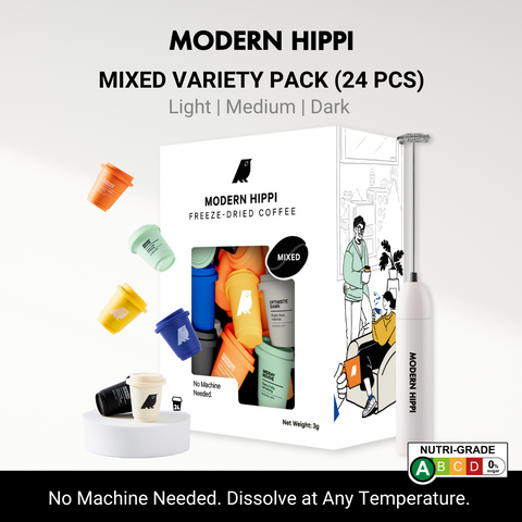 Modern Hippi Coffee Mixed Variety Pack (3g x 24) | Freeze-Dried Coffee | Specialty Beans | No Machine Needed