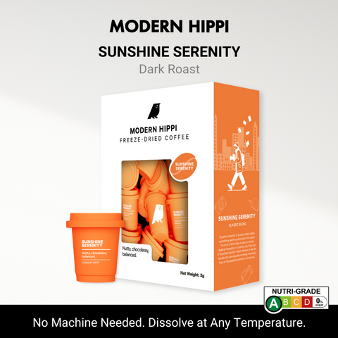 Modern Hippi Sunshine Serenity Dark Roast Coffee (3g x 24) | Freeze-Dried Coffee | Specialty Beans | No Machine Needed