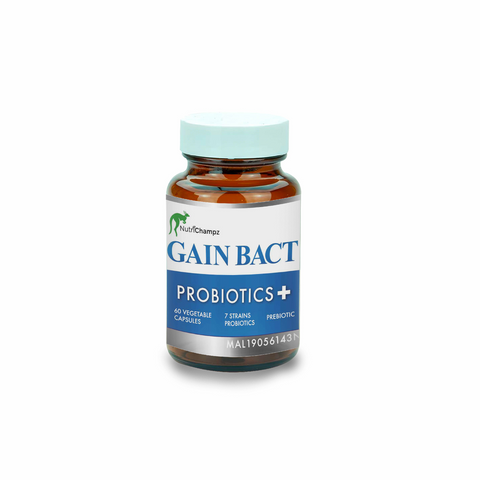Nutrichampz Gain Bact 7 Strains Prebiotics & Probiotics 60s Capsules
