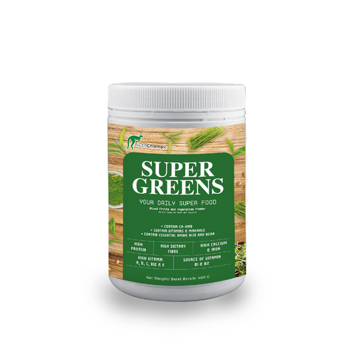 Nutrichampz Super Greens 400g Daily Super Food with CA-HMB, 22 Types of Vitamins, Minerals, Essential Amino Acid and BCAA