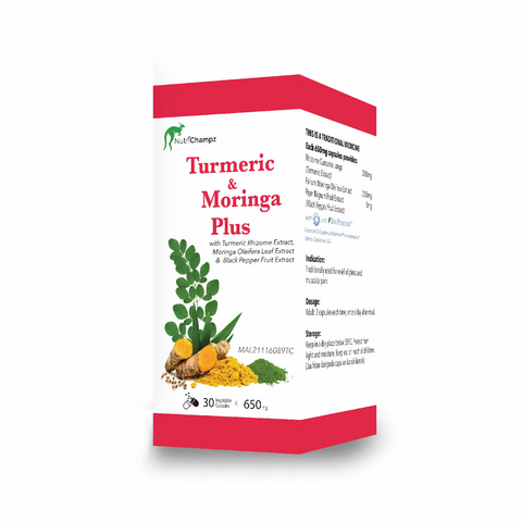 Nutrichampz Turmeric & Moringa Plus Turmeric Rhizome Extract Morainga Oleifera Leaf Extract & Black Pepper Fruit Extract in 30 Vegetable Capsules
