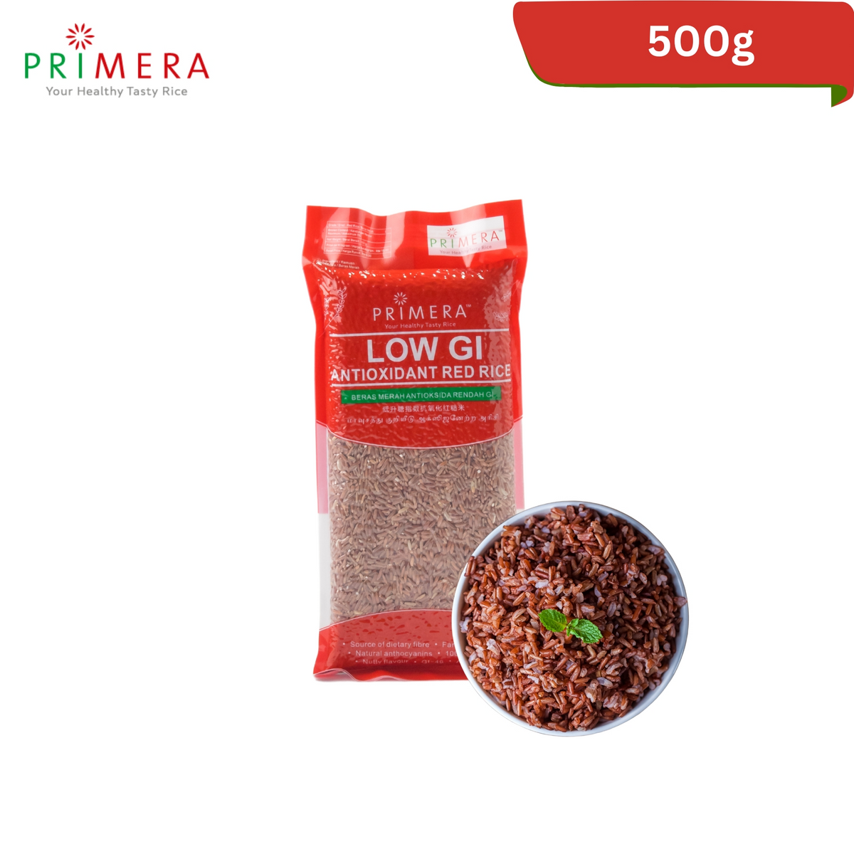 500g Primera Low GI Red Rice | Health-Focused Sample Packs for Retail ...
