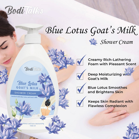 BodiTalks Blue Lotus Goat's Milk Shower Cream 1000ml