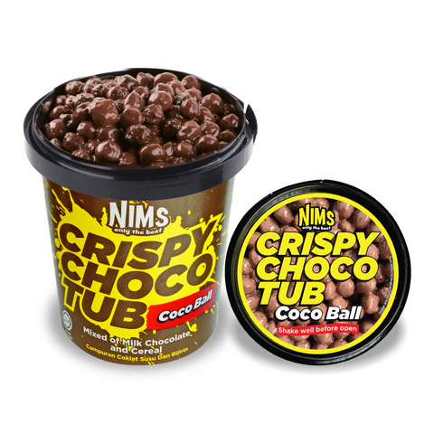 NIMS CRISPY CHOCO TUB 250gm COCO BALL WITH MILK CHOCOLATE SAUCE