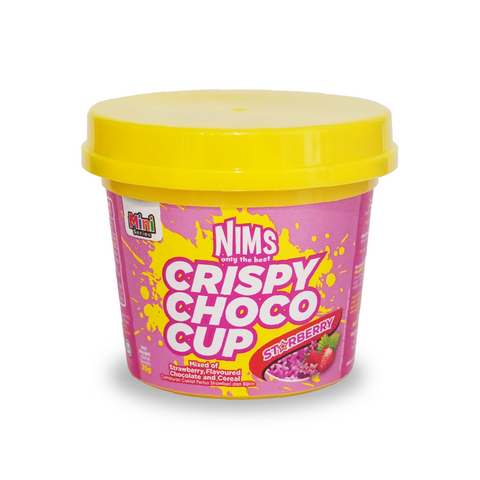 NIMS CRISPY CHOCO TUB 35gm STARBERRY WITH STRAWBERRY FLAVOURED SAUCE