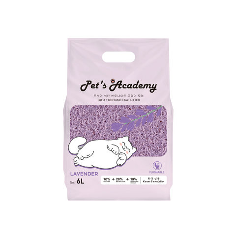 PET'S ACADEMY BENTONITE + TOFU CAT LITTER LAVENDER 6L