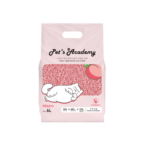 PET'S ACADEMY BENTONITE + TOFU CAT LITTER PEACH 6L