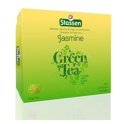 PURE CEYLON JASMINE GREEN TEA - 100 PAPER ENVELOPE TEA BAGS