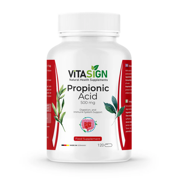 Propionic Cosmetics ViTASIGN Propionic Acid 500mg, 120 Vegan Capsules – Supports Digestion ...