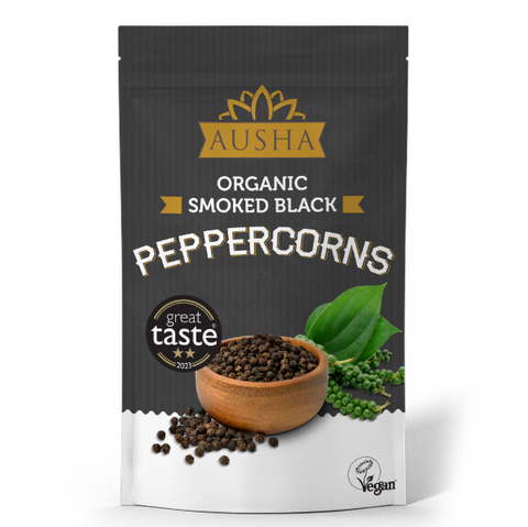 Organic Tellicherry Smoked Black Peppercorns 100g