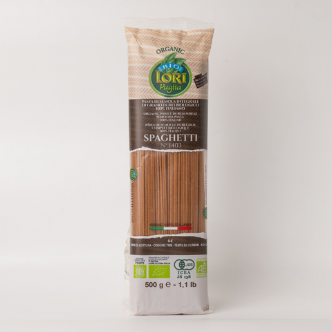 ORGANIC WHOLE DURUM WHEAT SEMOLINA PASTA 100% ITALIAN- SPAGHETTI INTEGRALI BIO LORI