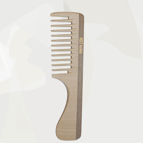 comb with handle, wood, extra wide teeth, 5B