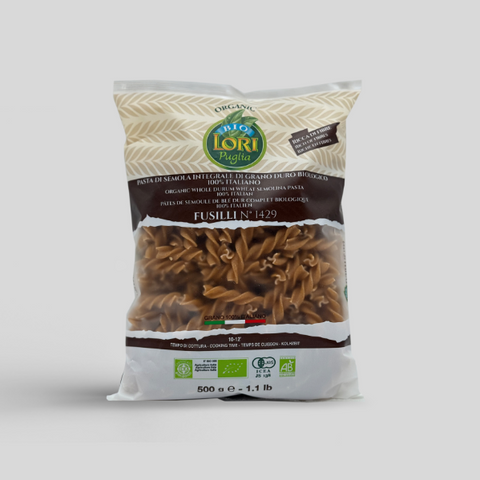 ORGANIC WHOLE DURUM WHEAT SEMOLINA PASTA 100% ITALIAN- FUSILLI INTEGRALI BIO LORI