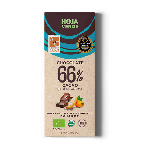 HOJA VERDE ORGANIC DARK CHOCOLATE 66%