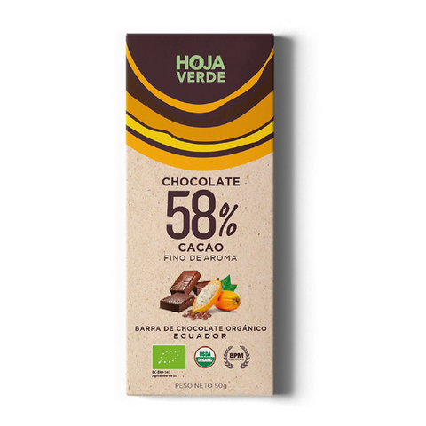 HOJA VERDE ORGANIC DARK CHOCOLATE 58%