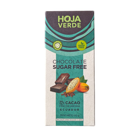 HOJA VERDE ORGANIC SUGAR FREE CHOCOLATE 72%