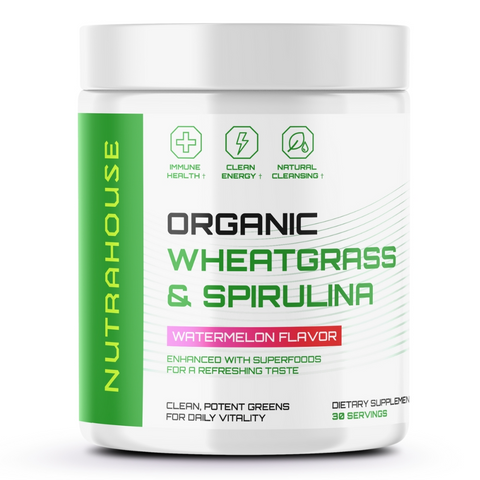NUTRAHOUSE Organic Wheatgrass & Spirulina | Greens + Superfoods
