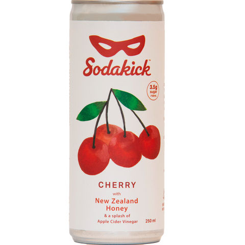 Sodakick Cherry Soda with Honey and a splash of Apple Cider Vinegar  - Sidekick Soda , New Zealand