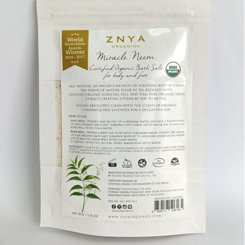 Znya Organics - USDA Organic Miracle Neem Bath Salt (50 g.)