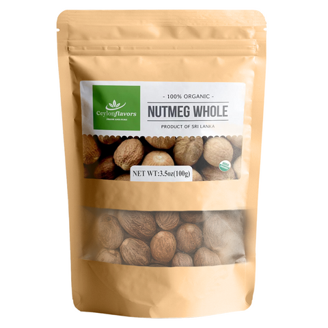 Organic Premium Whole Nutmeg 100g (3.5 oz) from Sri Lanka