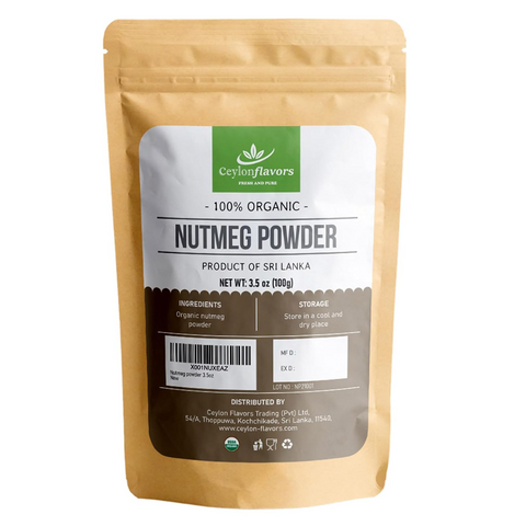 Organic Ceylon Nutmeg Powder 100g (3.5 oz) from Sri Lanka
