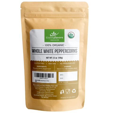 Whole White Peppercorn 100g (3.5 oz) from Sri Lanka