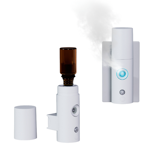 COOL MIST: A waterless aromatherapy and fragrance plug-in diffuser. Patented technology.
