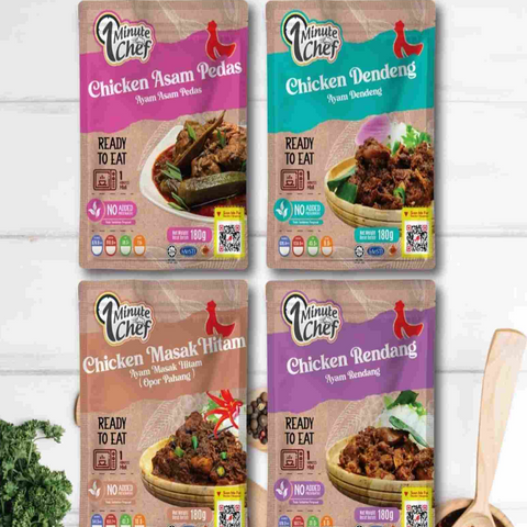 1Minute Chef - Malaysian Dishes - Dendeng, Masak Hitam (Opor Pahang), Rendang & Asam Pedas - Chicken