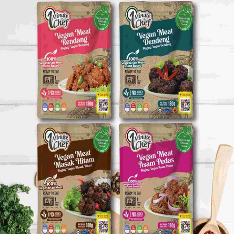 1Minute Chef - Malaysian Dishes - Dendeng, Masak Hitam (Opor Pahang), Rendang & Asam Pedas - Vegan