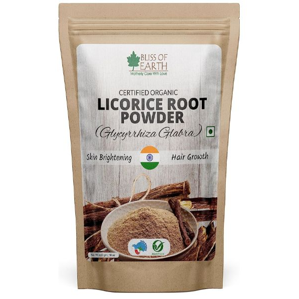 Bliss of Earth Organic Licorice Root Powder For Eating Mulethi Powder For Digestion Skin Whitening Hair face 453 gm