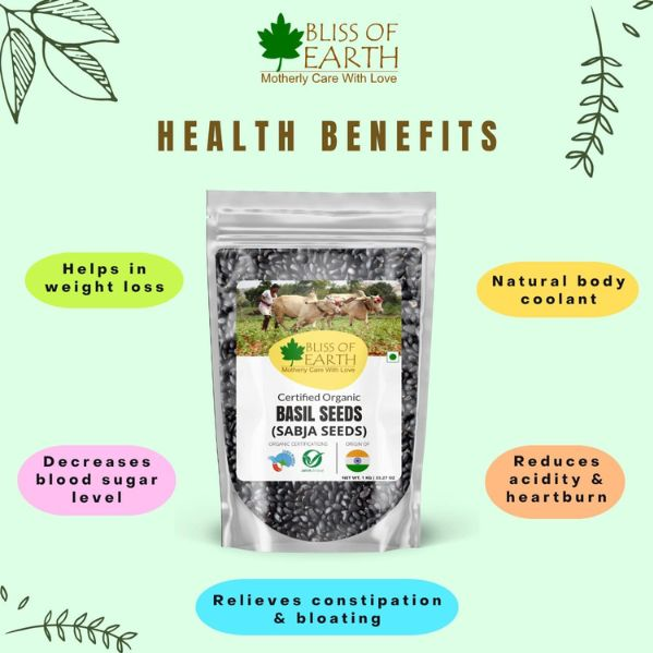 Bliss of Earth Basil Seeds Organic Sabja Seeds Tukmaria Seeds 200