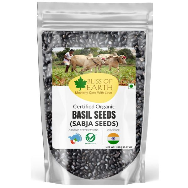 Bliss of Earth Basil Seeds Organic Sabja Seeds Tukmaria Seeds Fibre Omega 3 Rich Good for weight loss Hydration Tiny PowerHouse Seeds 1KG