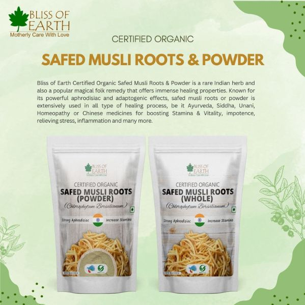 chlorophytum borivilianum powder Bliss of Earth Safed Musli Roots Powder Organic 100 GM – Arabian Organics
