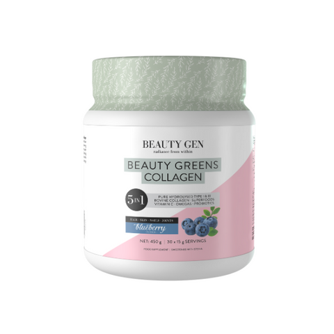 Beauty Gen, Beauty Greens Collagen + Superfoods, Blueberry 450 g