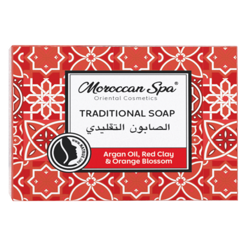 TRADITIONAL SOAP WITH ORGANIC ARGAN OIL & RED CLAY & ORANGE BLOSSOM ESSENTIAL OIL 100g