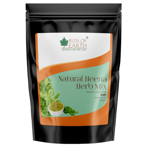 Bliss Of Earth Natural Basil Herbal Henna Powder 100gm